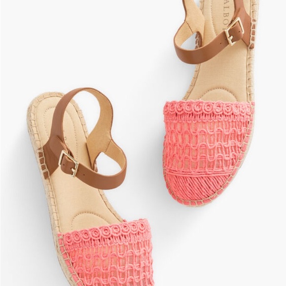 Talbots IZZY CORDED ESPADRILLE FLATS Color is Sunset Rose Size 9 - Picture 2 of 9